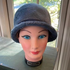 VINTAGE PRINCESS LUSTRE FUR BLUE HAT MADE IN ITALY